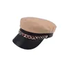 Berets Black/Beige/Khaki военные шляпы блестящие золотые цепь Pu