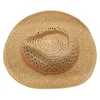Basker mode ihåligt handgjorda cowboy stråhatt sommar utomhus rese strandhattar unisex solid western sunshade cap fiske vandring hatberet