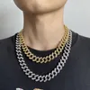 Luksusowe Miami Kubańskie Łańcuchy Naszyjniki Dla Mężczyzn 15mm Chunky Silver Gold Link Łańcuch Moda Rhinestone Hip Hop Rapper Naszyjnik Bling Kobiety Hiphop Iced Out Jewelry Gifts