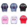 9 Styles 2024 Trump Diamond Baseball Cap justerbar denim Sun Hat Sport Casual Cotton Hat