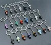 Keychains Lanyards Natural Stone Key Chain Ring Svamphängen Keychains Söt mini Statue Charms Keychain Pendant Lovely Keyring för Mki Car Bag Ornament G7SF