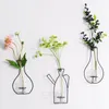 Creative Wall Decor Hanging Vase Home Decoration Iron Wire Glass Water Planting Vases Living Room Party Decorative Flowers Vases BH7199 TQQ