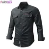 Zwart Cargo Shirt Heren Lange Mouw Militaire Stijl Tactische Werkoverhemden Heren Katoen Casual Hoge Kwaliteit Reizen Chemise Homme 220815