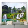 Florest Caterfall Tapestry Lake Birds Plantas de Flores Rurais Estilo Chinês Natureza Paisagem Sala de estar Decoração do pátio da parede J220804