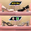 With box dress shoes Patent leather Mary Jane pumps Mid jeweled heel black white Metallic technical fabric sandals crystals High Heels Party Wedding women Sneaker