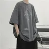 Zomer oversized t-shirt mannen t-shirt vrouwen bliksemafdruk met korte mouwen t-shirt retro donkere jas Koreaanse losse trend Harajuku 220509