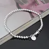 Original 100% véritable argent tibétain 925 Bracelet 4mm perles rondes 20cm chaîne Bracelet bijoux pour femmes LSL133