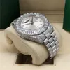 Full diamond Silver dial President Watch 128238 43mm 18k White Gold men Box