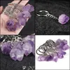 Arts And Crafts Natural Stone Key Rings Handbag Purse Holder Irregar Amethyst Crystal Quartz Stones Keychains Dangle Car Sports2010 Dhbzu