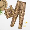 Tiger gestreifte gedruckte Leggings Solid Color Tracksuits für Frauen im Freien atmungsaktiven Buchstaben Sportswear Training zweiteilige Yoga -Outfits für Dame