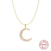 MC 925 Sterling Silver Moon Pendant Necklace For Women 2021 Trend Luxury Temperament Exquisite Zircon Clavicle Chain Choker