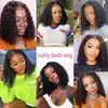 NXY Saç Perukları Kısa Kıvırcık Bob İnsan Kadınlar İçin Brezilya Afro Afro Doğal Gevşek Derin Su Dalgası Şeffaf Dantel Frontal Kapatma Peruk 220609