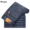 Coton New Business Hommes Classique Denim Jeans Noir Bleu Été Printemps Slim Fit Pantalon Haute Stretch Mode Maigre Homme Pantalon 210330