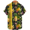 Camisas masculinas camisas havaianas estampa de frutas mangas curtas Padrão de abacaxi tops casual moda masculina verão camisa solta 220527