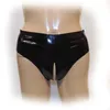 Kvinnors trosor latex underkläder Crotchless Sexy Rubber Briefs Öppna Crotch Underwear S-L Sizewomen's