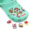 moq 100pcs hamburger di pollo fritto cola croc JIBZ 2D gomma morbida decorazioni per scarpe accessori zoccolo fibbie per scarpe charms per bambini bomboniere sandali bigiotteria