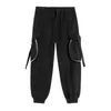 Men's Pants Techwear Ribbon Hip Hop Harem Men Streetwear Joggers High Street Casual Pockets Male Cargo Black Harajuku Trousers BottomsMen's