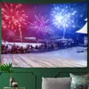 Bustling City Tapestry Happy Festival Christmas Tree Psychedelic Night Scene Wall Hanging Home Living Rroom Decor J220804