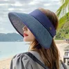 Boş Üst 14 cm Büyük Ağız Güneş Şapka Katlanabilir Taşınabilir Roll-up Plaj Yaz Rahat Saman Kap Vakitler Kadınlar Balıkçılar 220407