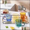 Canecas Drinkwarware Cozinha Barra de jantar Home Garden Transparent Glass Coffee Copo Milk Whisky Tea Beer Double Creative Heat Resist Dhznp