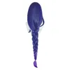 L-EMAIL WIG合成髪のGenshin Impact Baal Cosplay Wig Raiden Shogun 100cm Graident Purple編組耐熱性S220505