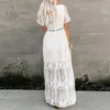 Ordifree Summer Boho Women Maxi Dress Lourdergerery White Lace Long Tunic Beach Dress Orgle Holiday Holiday Complements 220531