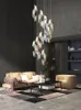 Modern LED Staircase Chandelier Lamp Living Room Villa Hall Light Luxury Long Line Spiral Duplex Building Nordic Simple Chandelier