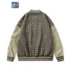 Uncledonjm Plaid Varsity Jacket日本のファッションメンジャケットメンズファッション服のトレンドジャケットメンズストリートウェアジャケットT220728