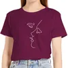 T-shirt estiva casual da donna Fashion 100% cotone manica corta quotidiana Kiss Line Stampa T-shirt grafica regolare femminile O-Collo Tee Top 220511