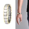 Men Women Quantum Bio Energy stainless steel Stretch Link Chain Bracelet with Germanium Magnetic Stone Health Jewelry For Lovers Silver Gold Black Blue 13mm width