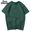 Harajuku Stripe T Shirt Hommes Casual T-Shirt À Manches Courtes D'été Hip Hop Tshirt Streetwear Casual Tops Tees Noir Blanc Vert 220509