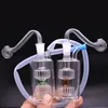 Mini Smoking Pipe Tool 10mm Joint Glass Oil Burner Bong Water Pipes Thick Pyrex Recycler Dab Rig Bongs with Male Oil Burner Pipe and Color Hose 2pcs
