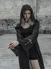 Women's Trench Coats Punk Rave Goth Chiffon Witchy Maxi Coat With Hood PY393XC