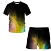Herren Sommer Splash Tie Dye Kurzarm T-Shirt Shorts T-Shirts Set Sportanzug 3D-gedruckte Mode Übergroßer Trainingsanzug für Männer 220624