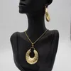 Boucles d'oreilles collier dubaï africain 24k plaqué or pendentifs ensemble de bijoux pour femmes articles au Nigeria fête de mariage usage quotidien