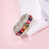 Cluster Rings Luxury Jewelry Fashion for Women Princess Cut 12 CT Multi Zircon Silver Color Engagement Anillos Wedding Crown Ring Party