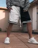 Herr shorts män mesh tyg med stora fickor stilig fitness hip hop byxor utomhus som kör andas snabbtorkande korta byxor