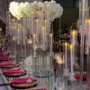 Party Decoration Wholesale 10 Arms Long Stemmed Modern Clear Acrylic Tube Hurricane Crystal Candle Holders Wedding Table Centerpieces Candel sxjun12