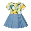Girl's Dresses Infant Dress Summer Baby Girls Clothes Sunflowers Children Cotton Denim Color for Kids 0-2years Toddler Girl 2022girl's