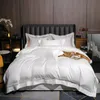 Zestawy pościeli Nowy zestaw pościeli Egyption Bawełny pusty koronkowe białe łóżko płótna z elastyczną kołdrą pokrywą białą szarość 200x230 Zestaw łóżka