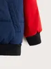 Criança meninos letra gráfico zip up colorblock casaco de soprador com capuz ela