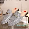 2022 Designer Women Summer Princetown Lace Velvet Slippers Mules Loafers Genuine Leather Flats With Buckle Snake Pattern