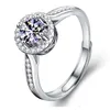 1 karaat Moissanite Ring voor vrouwen Solid 925 Silver Rhodium Polated Luxury Wedding Sieraden met certificaat Gift Vrouw