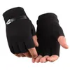Pięć palców rękawiczki bez palców mężczyźni jeżdżący zamsz skóra czarna szara pół palec elastyczny rower plenerowy rękawiczki zima ciepły