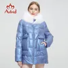 Astrid Winter Womens Coat Женщины теплой мода в моде, толстая пиджак с лисой меховой капюшоном большие размеры женская одежда 9519 201027