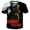 Pop şarkıcı Johnny Hallyday 3D baskılı tişört kadın kadınlar rock moda gündelik sokak kıyafetleri hip hop harajuku tee üstler 2205203968088