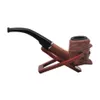 Madeira clássica fez fumar tubo barbudo homem velho com alça longa e boca plana erva seca do tabaco queimador279j