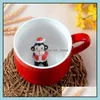 Mugs Drinkware Kitchen Dining Bar Home Garden Animal Coffee Mug Lovely Cartoon Ceramic Cup Lovers Year Christmas Gift Drop D Dhu1Q