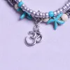 S2919 Fashion Jewelry Vintage Turtle Starfish Shell Pendant Charms Beach Anklet Beads Double Layer Beaded Anklets