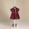 Baby Girls Dress Princess Plaid Summer Short Sleeve Simple Cotton Dress Party Birthday Baptism Dress for Girl Summer Dresses G220506